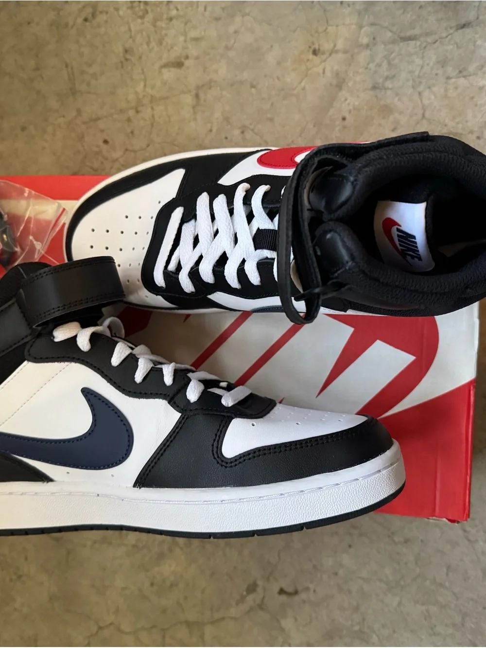 Nike Black White and Red High-Top Sneakers